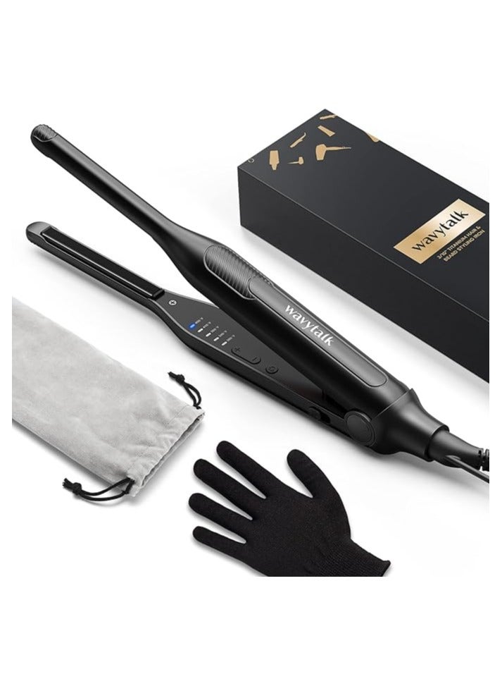 3/10" Small Flat Iron Pencil Flat Iron For Short Hair Pixie Cut And Bangs Mini Hair Straightener For Edges With Antipinch Design Tiny Hair Straightener With Floating Plates