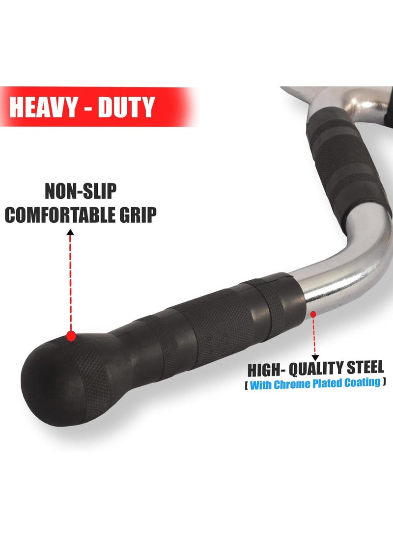 Generic - PUMP-KING Multi Exercise Bar Cable attachment Curl Pulldown Bar Triceps Press Down Bar | Gym Accessories Attachments With Rubber Grip V Shape Handlebar - Image 1