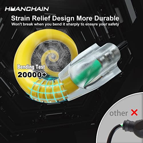 HUANCHAIN 50 ft 14/3 Gauge Heavy Duty Outdoor Extension Cord Waterproof with Lighted, Flexible Cold Weather 3 Prong Electric Cord Outside, 15A 1875W 125V 14AWG SJTW, Yellow, ETL Listed - Image 2