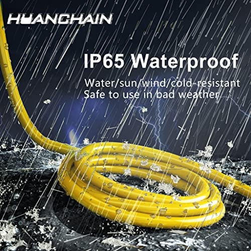 HUANCHAIN 50 ft 14/3 Gauge Heavy Duty Outdoor Extension Cord Waterproof with Lighted, Flexible Cold Weather 3 Prong Electric Cord Outside, 15A 1875W 125V 14AWG SJTW, Yellow, ETL Listed - Image 4