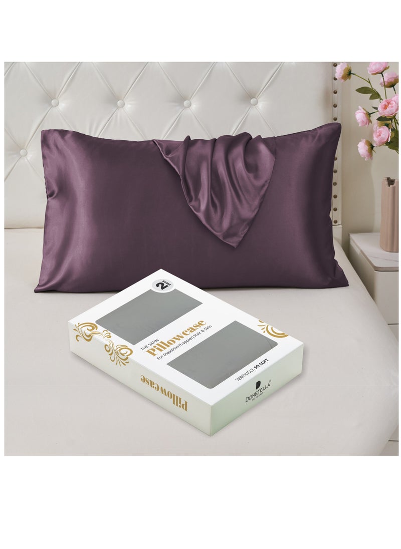 Satin Pillowcases 2-Pcs Soft And Silky Pillow Cover For Hair And Skin Care With Envelope Closure (Without Pillow Insert),Purplish Grey - pzsku/Z5617865F4C276E88074EZ/45/_/1723306360/91cf1952-d3f0-4600-bdeb-994f8e7bbdb4