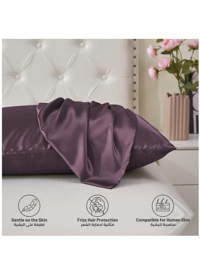 Donetella Satin Pillowcases 2-Pcs Soft And Silky Pillow Cover For Hair And Skin Care With Envelope Closure (Without Pillow Insert),Purplish Grey