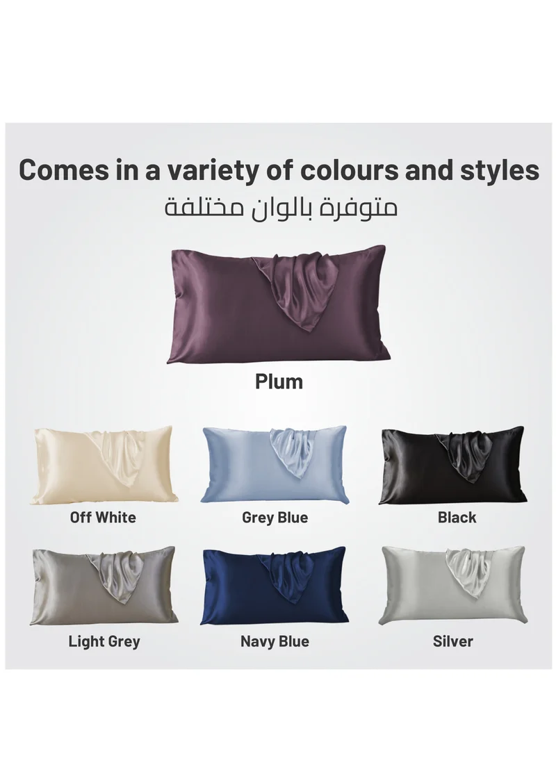 Donetella Satin Pillowcases 2-Pcs Soft And Silky Pillow Cover For Hair And Skin Care With Envelope Closure (Without Pillow Insert),Purplish Grey