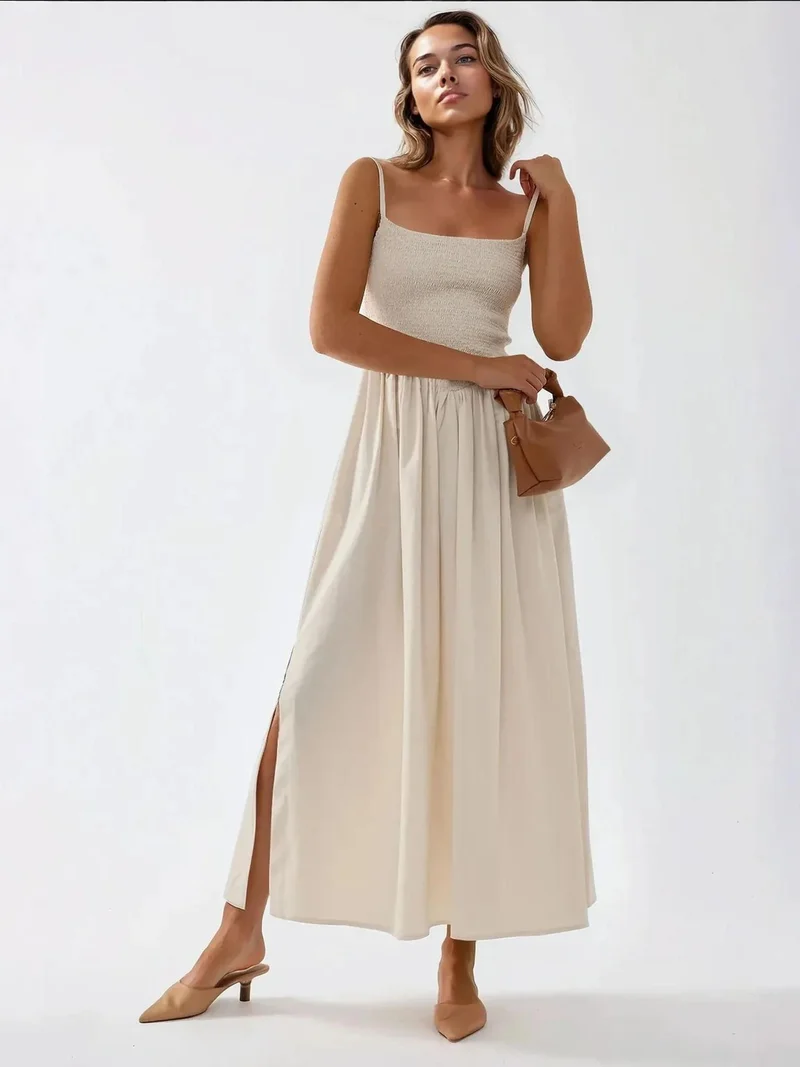 زوبعة فستان ماكسي بياقة مربعة وقصة