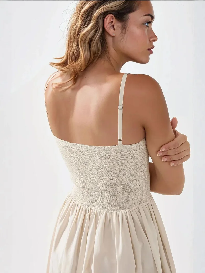 HICCUP Natural Square Collar A-Form Maxi Dress for Women | Best Price UAE