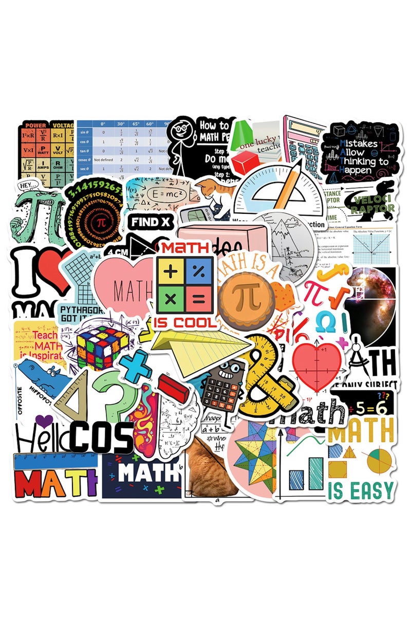 ORAINBOW Love Maths Stickers Pack 50PCs Studying Mathematics Stickers Aesthetic Vinyl Decals Kids Stickers for Hydro Flask Water Bottle Skateboard - Image 1
