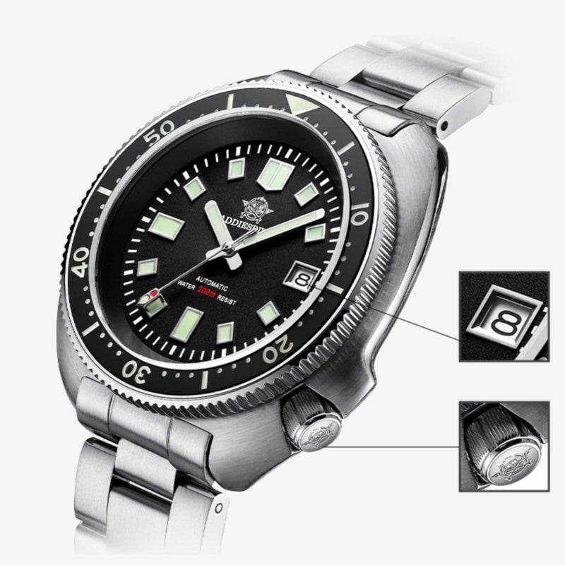 ADDIESDIVE Automatic Diver 200 M Watch for Men Steel Bracelet Luminescent Mechanical NH35A Analog - Image 3