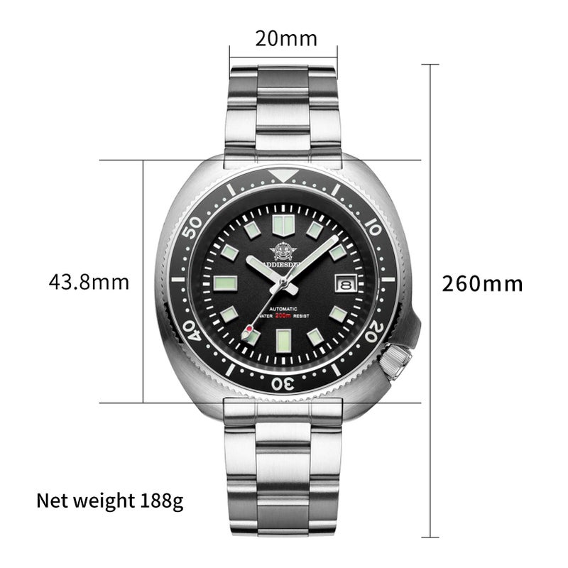 ADDIESDIVE Automatic Diver 200 M Watch for Men Steel Bracelet Luminescent Mechanical NH35A Analog - Image 4