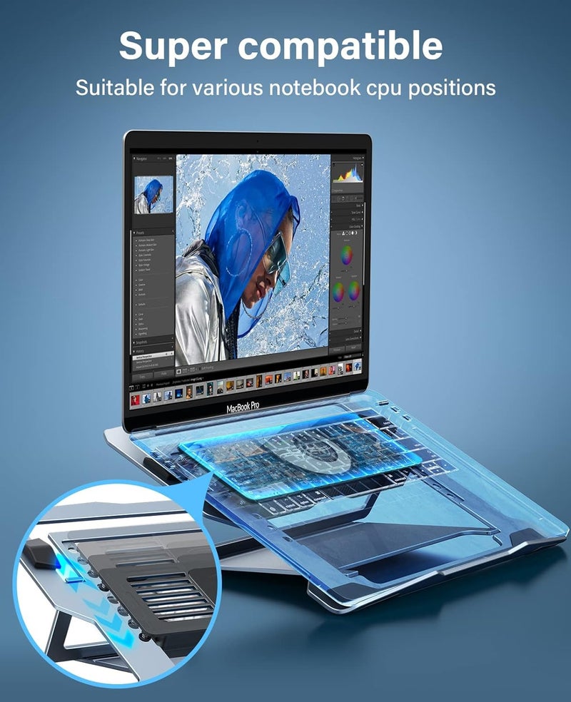 Excefore Laptop Stand, Adjustable Laptop Cooling Pad, Aluminum Laptop Cooler Stand For Desk, Multi-Angle Stand Compatible With Macbook Air Pro, All Notebooks 10-15.6" - Image 5