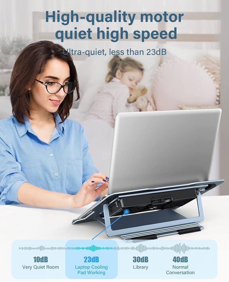 Excefore Laptop Stand, Adjustable Laptop Cooling Pad, Aluminum Laptop Cooler Stand For Desk, Multi-Angle Stand Compatible With Macbook Air Pro, All Notebooks 10-15.6" - Image 3