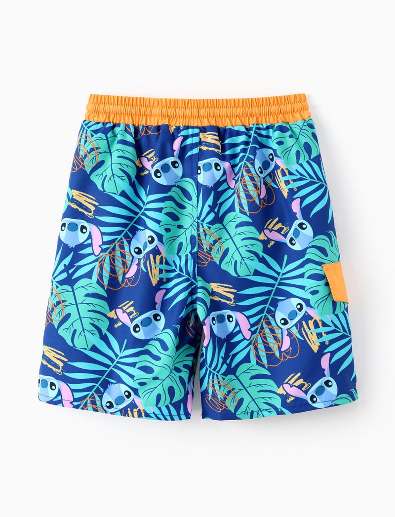 Disney Stitch Boys Swim Trunks with UPF 50+ Sun Protection, Quick-Dry Fabric, and Pocket, Blue, 7-8 Years - Image 2