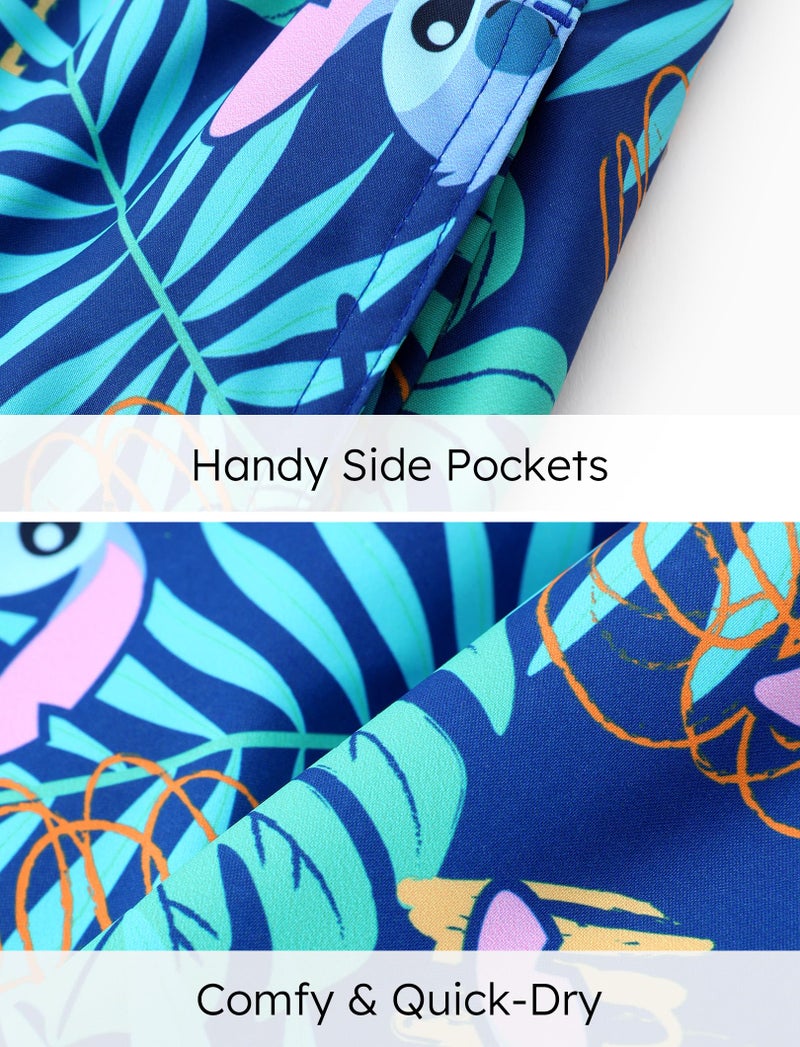 Disney Stitch Boys Swim Trunks with UPF 50+ Sun Protection, Quick-Dry Fabric, and Pocket, Blue, 7-8 Years - Image 5