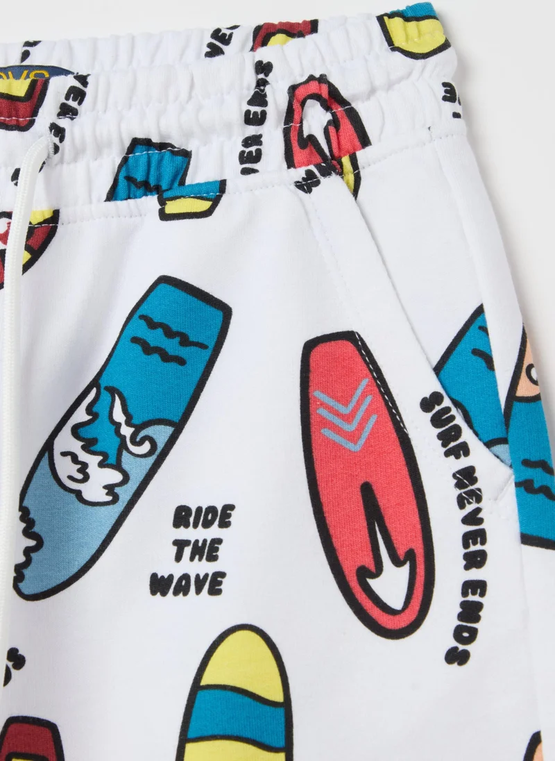 Ovs Bermuda Shorts With Drawstring And Print
