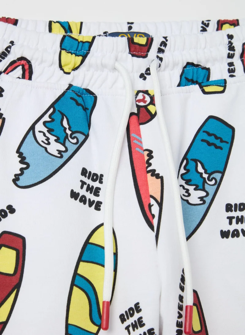 Ovs Bermuda Shorts With Drawstring And Print