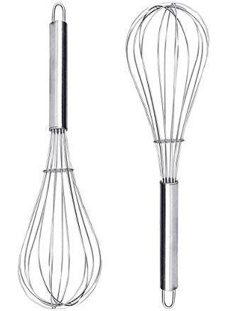 C DEVICE C DEVICE Steel Hand Whisk Egg Frother Stainless Steel French Whip Handle Milk Egg Beater Whisk Shaker Frother Kitchen Blender Set of 2  - Image 1