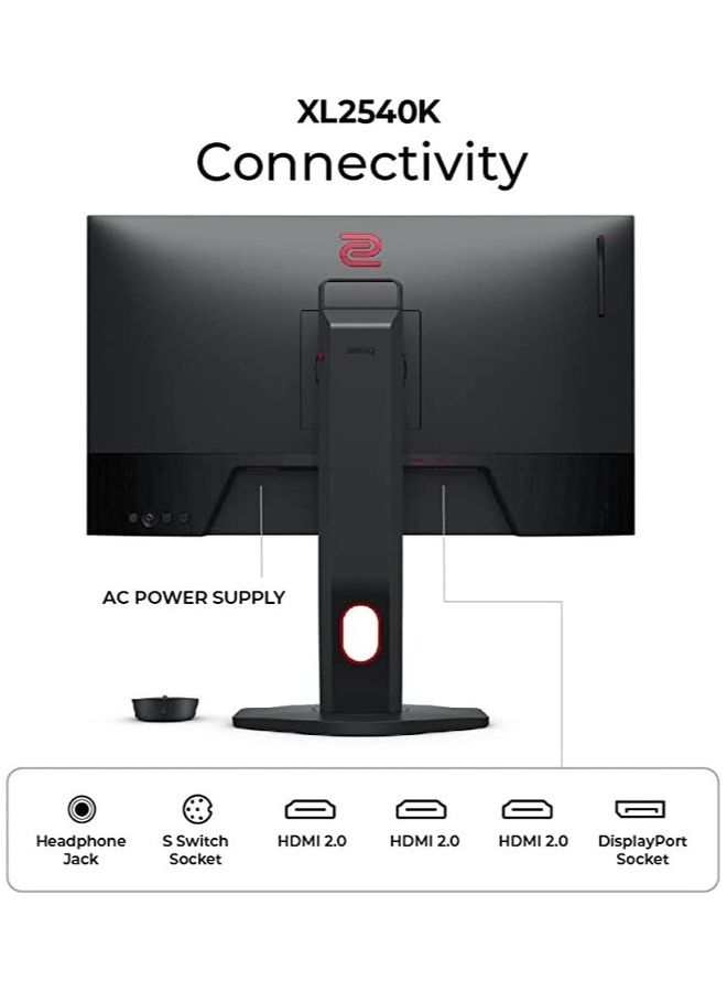 بين كيو شاشة زوي XL2540K مقاس 24.5 بوصة للألعاب بمعدل تحديث 240 هرتز | قاعدة أصغر | ارتفاع مرن وإمالة قابلة للتعديل | برنامج XL Setting To Share | قائمة سريعة قابلة للتخصيص أسود - Image 4