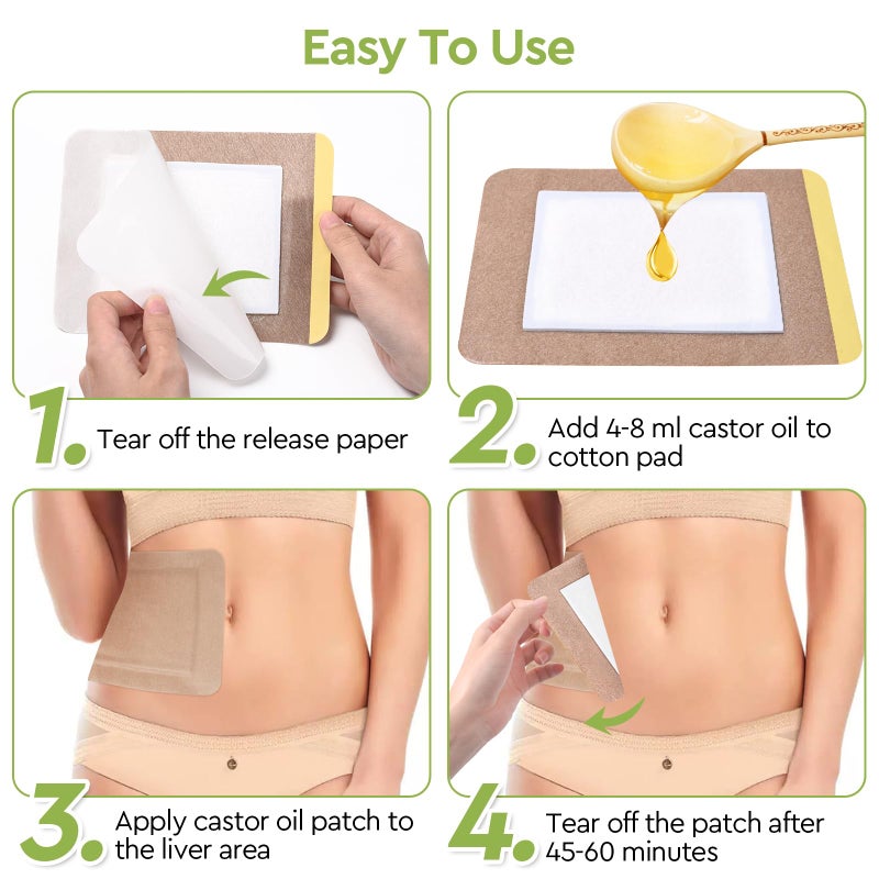 STFOCE 20pcs Castor Oil Pack Wrap, Disposable Castor Oil Pack Self-Adhesive, 7.9"x5.5", No Leakage, No Wash, Portable (Oil Not Included) - Image 4