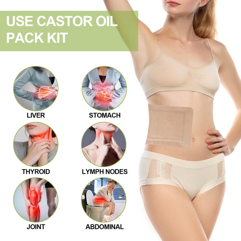 STFOCE 20pcs Castor Oil Pack Wrap, Disposable Castor Oil Pack Self-Adhesive, 7.9"x5.5", No Leakage, No Wash, Portable (Oil Not Included) - Image 2