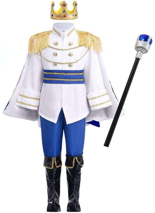 General Prince Charming Cosplay Costume for Toddler Kid Medieval Royal Prince Jacket Pants Crown Dress Up Party Outfit For Boys  - Image 2