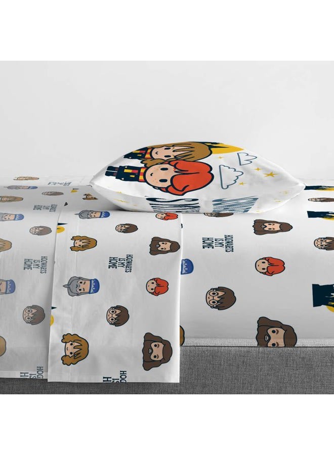 Jay Franco 3 Piece Sheet Set-Bedding Features Harry, Ron, Hermoine, Hagrid, and Dumbledore, White - Image 5