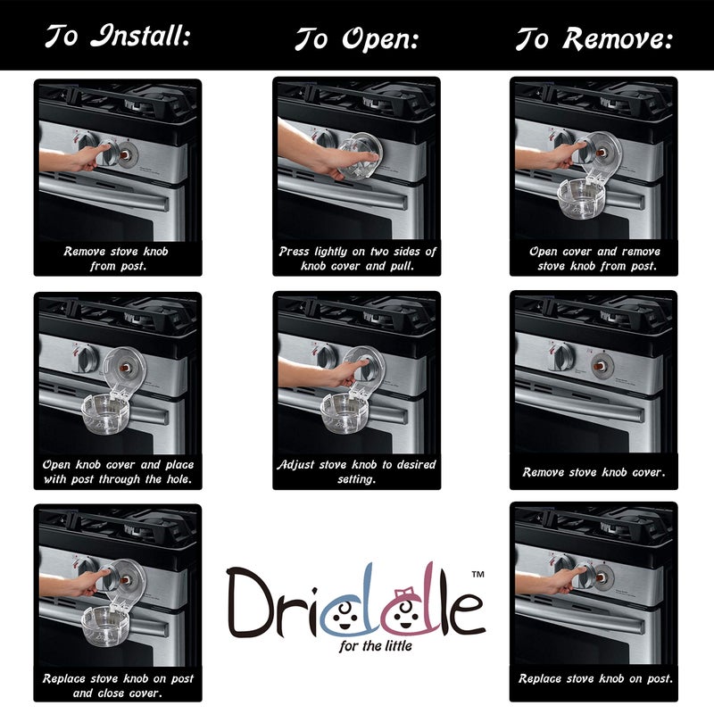 Driddle 6 Pack Clear Stove Knob Safety Covers - Protect Little Kids with A Child Proof Lock for Oven/Stove Top/Gas Range - Baby/Toddler Kitchen Safety Guard - Check Dimensions. - Image 5