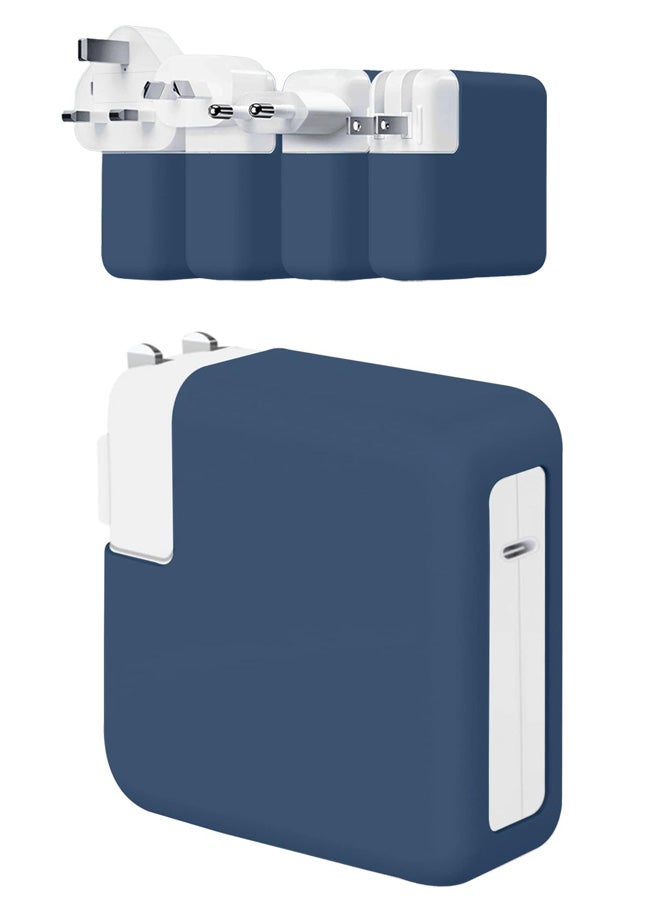 SJet Soft Silicone Charger Case Cover for 2022~2025+ MacBook Air 13.6 Inch (Model: M4 A3240/A2681), 2018+ Air 13.3 Inch (Model: A1932/A2337/A2179) and Pro 12 Inch A1534, for 29W/30W/35W Charger (Blue) - Image 1