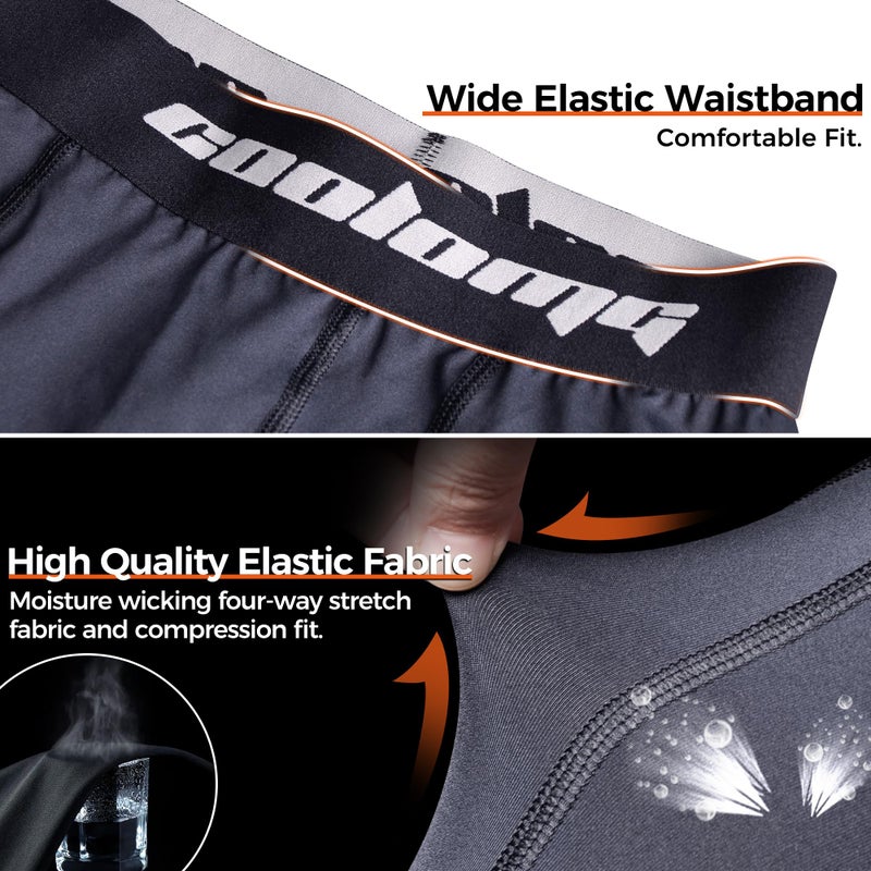 COOLOMG Youth Boys Cup Shorts Compression Shorts with Athletic Protective Groin Cup Underwear for Baseball Football MMA White XS - Image 5