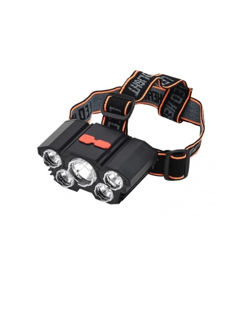 LED Rechargeable Headlamp – 5 LED, USB Charging, 4 Light Modes, Adjustable Headband for Outdoor  Camping - Image 1