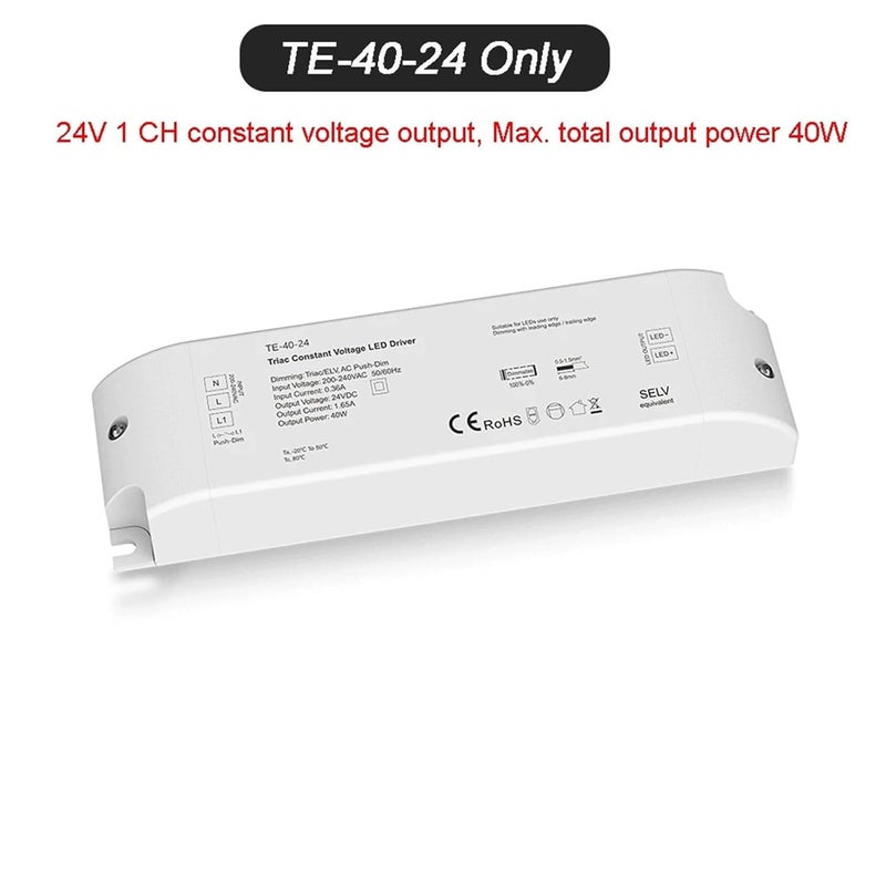 40W 75W Triac Dimming Constant Voltage LED Driver 12V 24V Dimmable Power Supply PWM Digital Dimming for Indoor LED Lighting(TE-40-24 Only) - Image 2