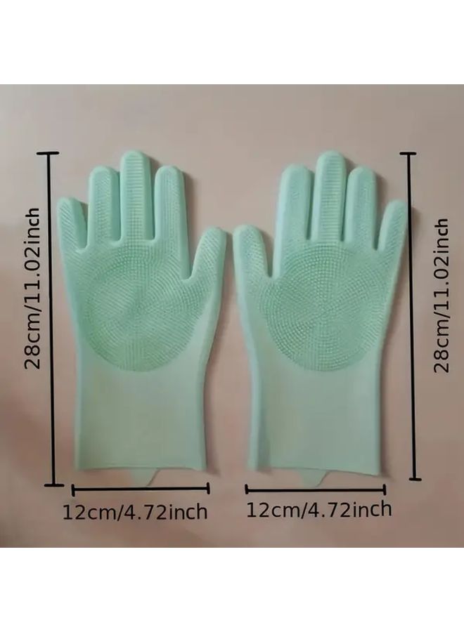 1 Pair Kitchen Cleaning Gloves Durable Silicone Material Gray Suitable for Pet Bathing Toilet Cleaning Thanksgiving Christmas Halloween Mother Day - Image 3