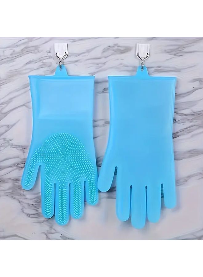 1 Pair Kitchen Cleaning Gloves Durable Silicone Material Gray Suitable for Pet Bathing Toilet Cleaning Thanksgiving Christmas Halloween Mother Day - Image 4