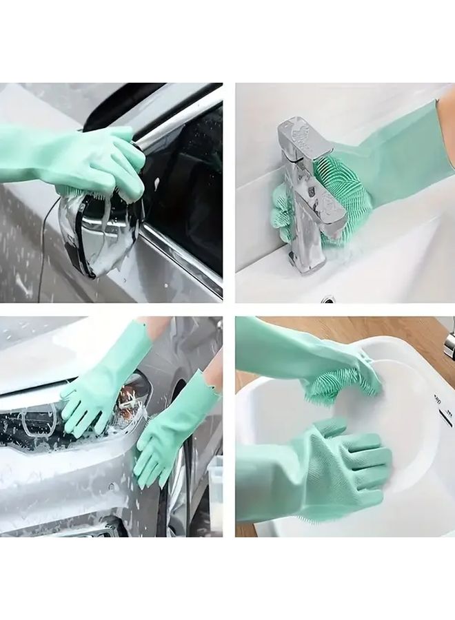 1 Pair Kitchen Cleaning Gloves Durable Silicone Material Gray Suitable for Pet Bathing Toilet Cleaning Thanksgiving Christmas Halloween Mother Day - Image 5