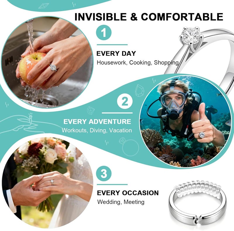 GWHOLE Ring Sizers for Loose Ring, 36 Pack Ring Guards, Adjuster, Spacers or Tightener for Women’s & Men’s Loose Rings, Reduces Size by 0.5-1 - Image 4