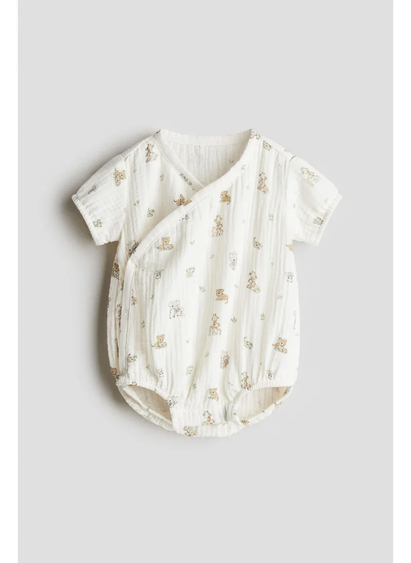 اتش اند ام Printed muslin romper suit