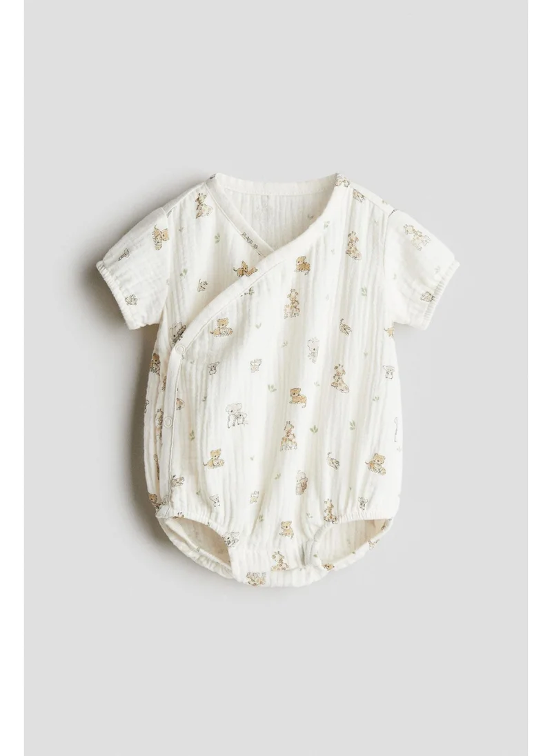 اتش اند ام Printed muslin romper suit