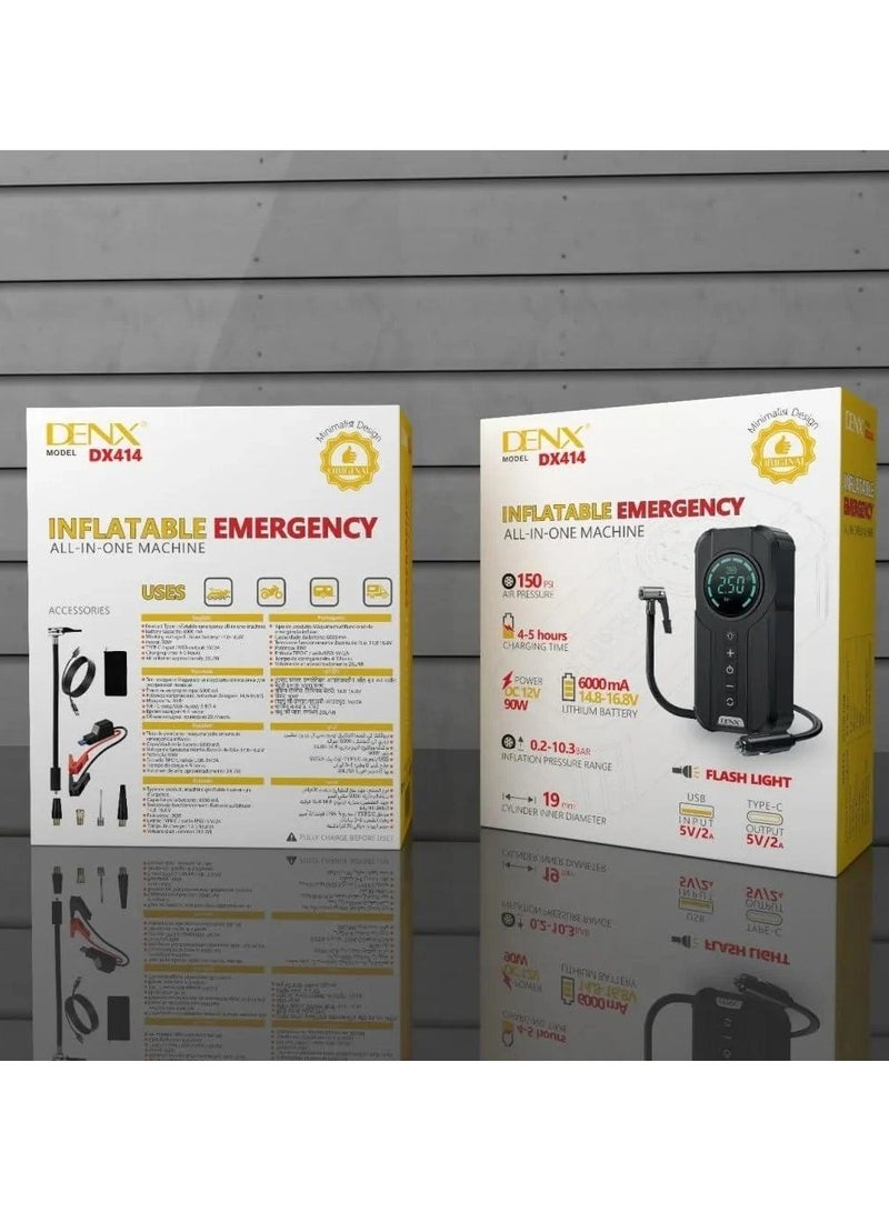 Denx DX414 6000 mAh portable car starter battery with built-in air blower - Image 3