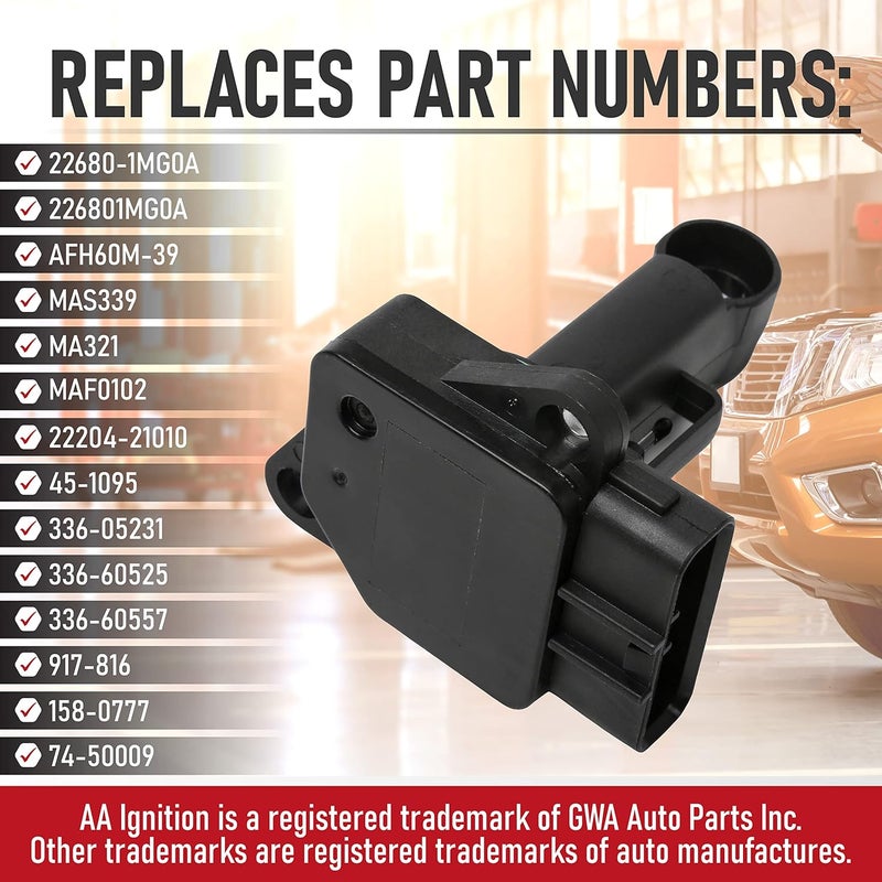 AA Ignition Mass Air Flow Sensor Assembly - Compatible with Lexus, Mazda, Toyota - Avalon, ES300, 4Runner, Tundra, Tacoma ES300, RX300, 2, 3 Sport, 5, Protege - Replaces 22204-21010, 197-6020, 74-50009, 917-817 - Image 3