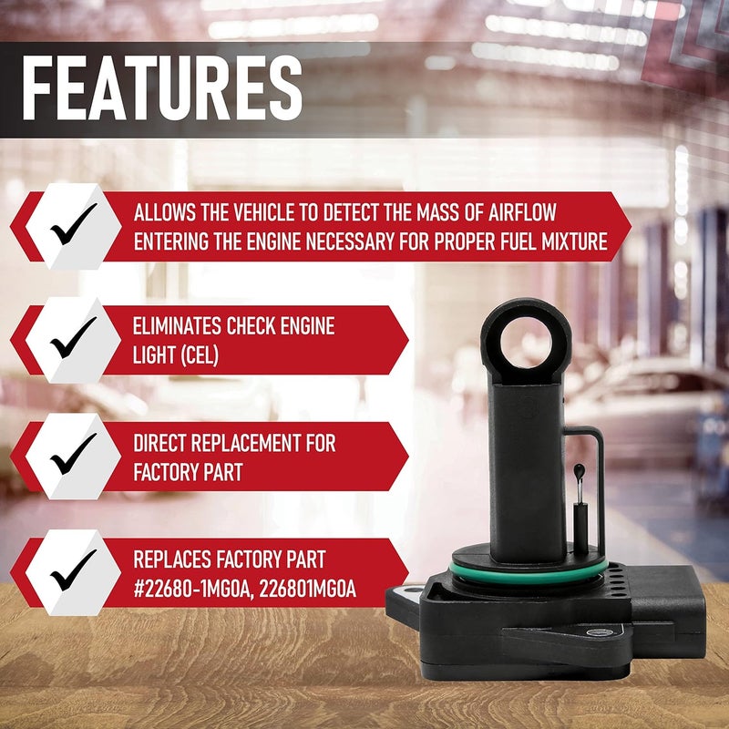 AA Ignition Mass Air Flow Sensor Assembly - Compatible with Lexus, Mazda, Toyota - Avalon, ES300, 4Runner, Tundra, Tacoma ES300, RX300, 2, 3 Sport, 5, Protege - Replaces 22204-21010, 197-6020, 74-50009, 917-817 - Image 2