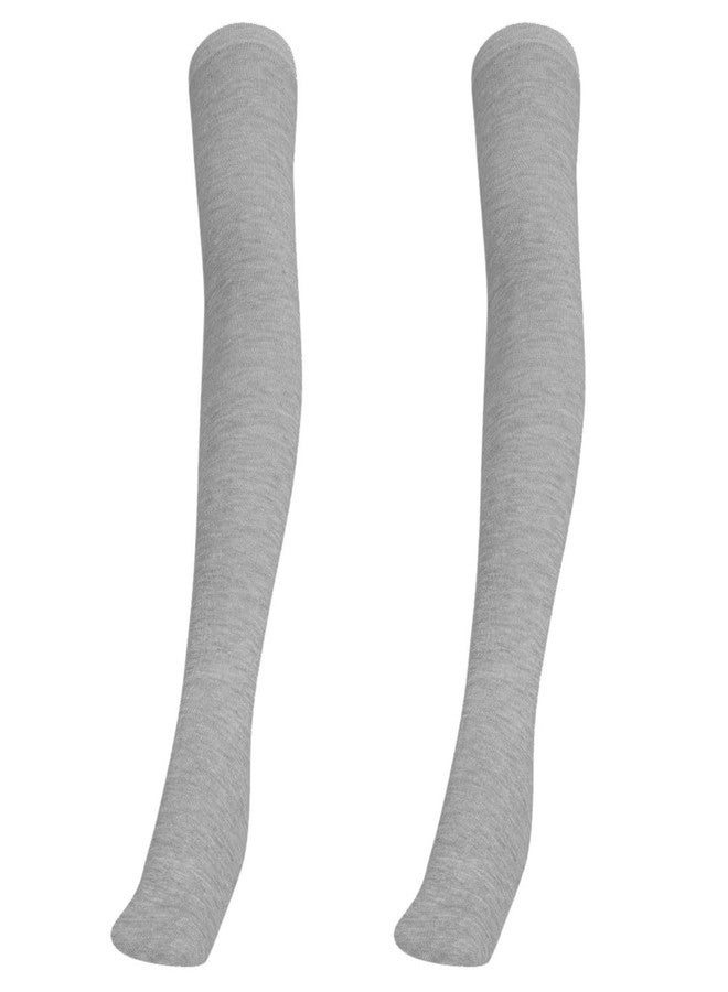 MUKHAKSH (Pack of 2 Pairs Girls Kids Cotton Thigh High Thigh Length upto the thigh Mid Thigh Long Melange Grey Stocking Socks, 15-16 Years - Image 1
