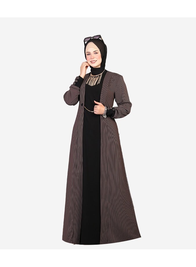 Cady crepe abaya black/brown - Image 1