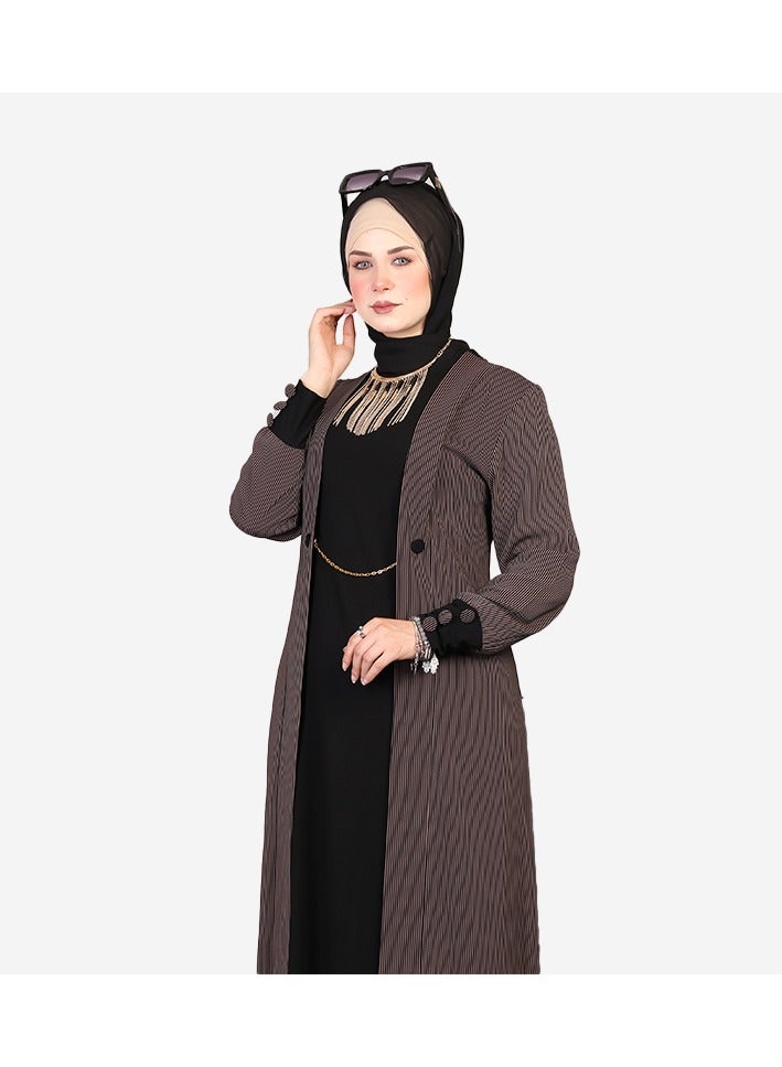 Cady crepe abaya black/brown - Image 4