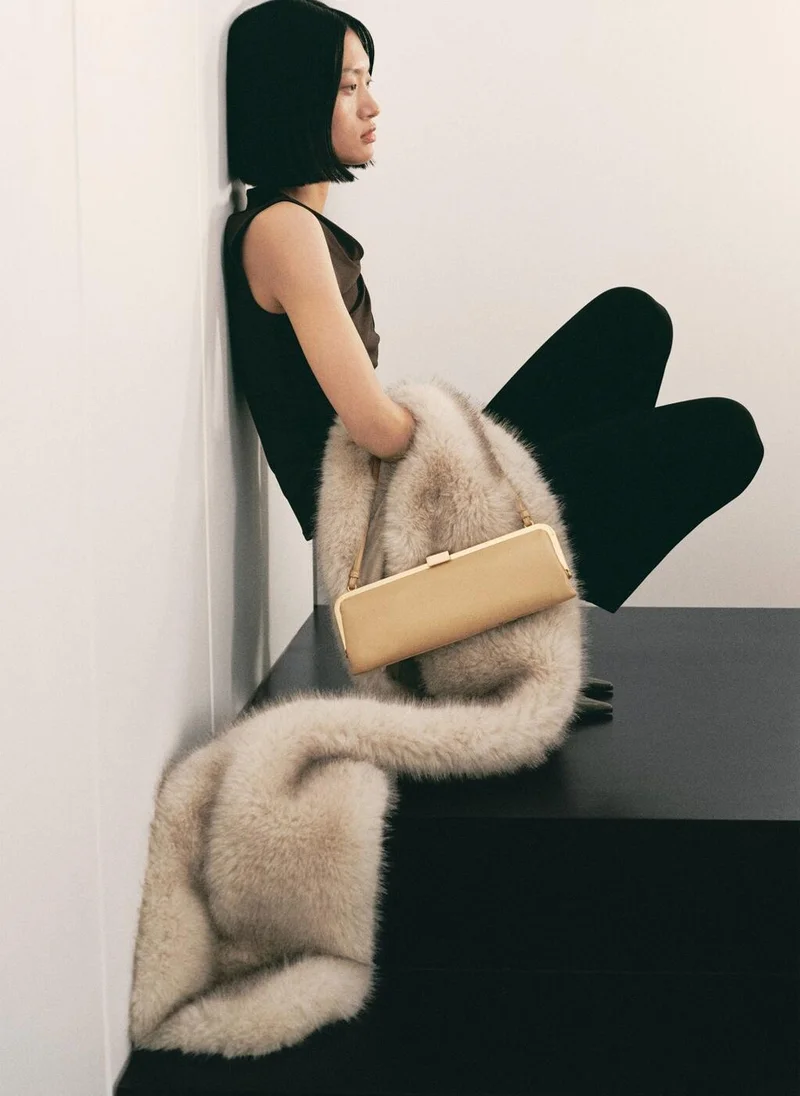 MANGO Metallic clutch handbag