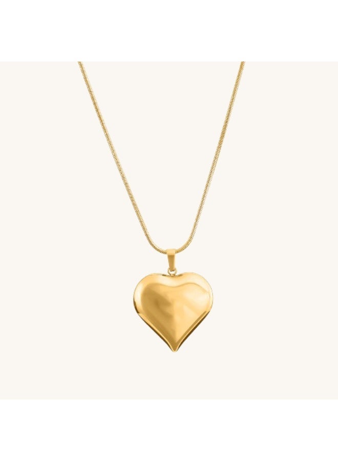 PALMONAS 18k Gold Tone Plated Heart Pendant Chain Necklace for Women - Image 1