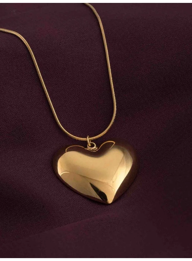 بالموناس PALMONAS 18k Gold Tone Plated Heart Pendant Chain Necklace for Women