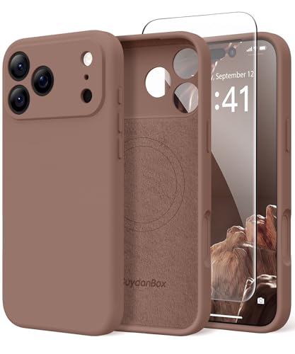SuydanBox Magnetic for iPhone 17 Pro Case Compatible with MagSafe Full Camera ProtectionScreen Protector Silicone Shockproof Protective Phone Case for iPhone 17 Pro 63 Brown - Image 1