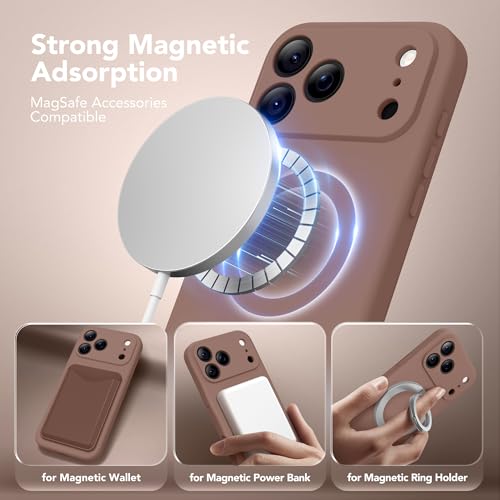 SuydanBox Magnetic for iPhone 17 Pro Case Compatible with MagSafe Full Camera ProtectionScreen Protector Silicone Shockproof Protective Phone Case for iPhone 17 Pro 63 Brown - Image 3