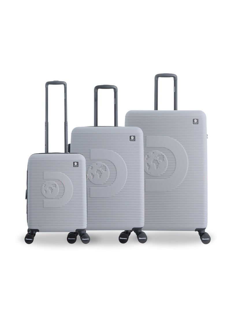 Discovery Eclipse ABS Hardside Travel Luggage Set, Durable Lightweight 4 Double Wheel Bag, Extra Secure Combination Lock Suitcase 3 Pcs, Expandable Trolley Small,Medium,Large(20+24+28 Inch)Light Grey - pzsku/Z56189AF4D875A53B8CADZ/45/_/1740387099/0bf600c0-3d4b-42d7-93b7-4bc69689f8d3