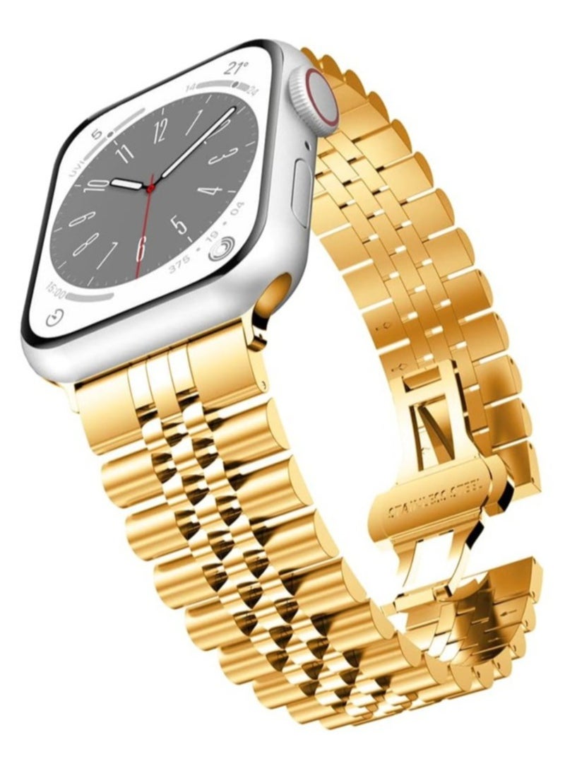 ELTRAZONE Compatible with Apple Watch Band Series 5 44mm 42mm, Stainless Steel iWatch Band with Butterfly Folding Clasp for iWatch Band Series 5/4/3/2/1 - Image 1