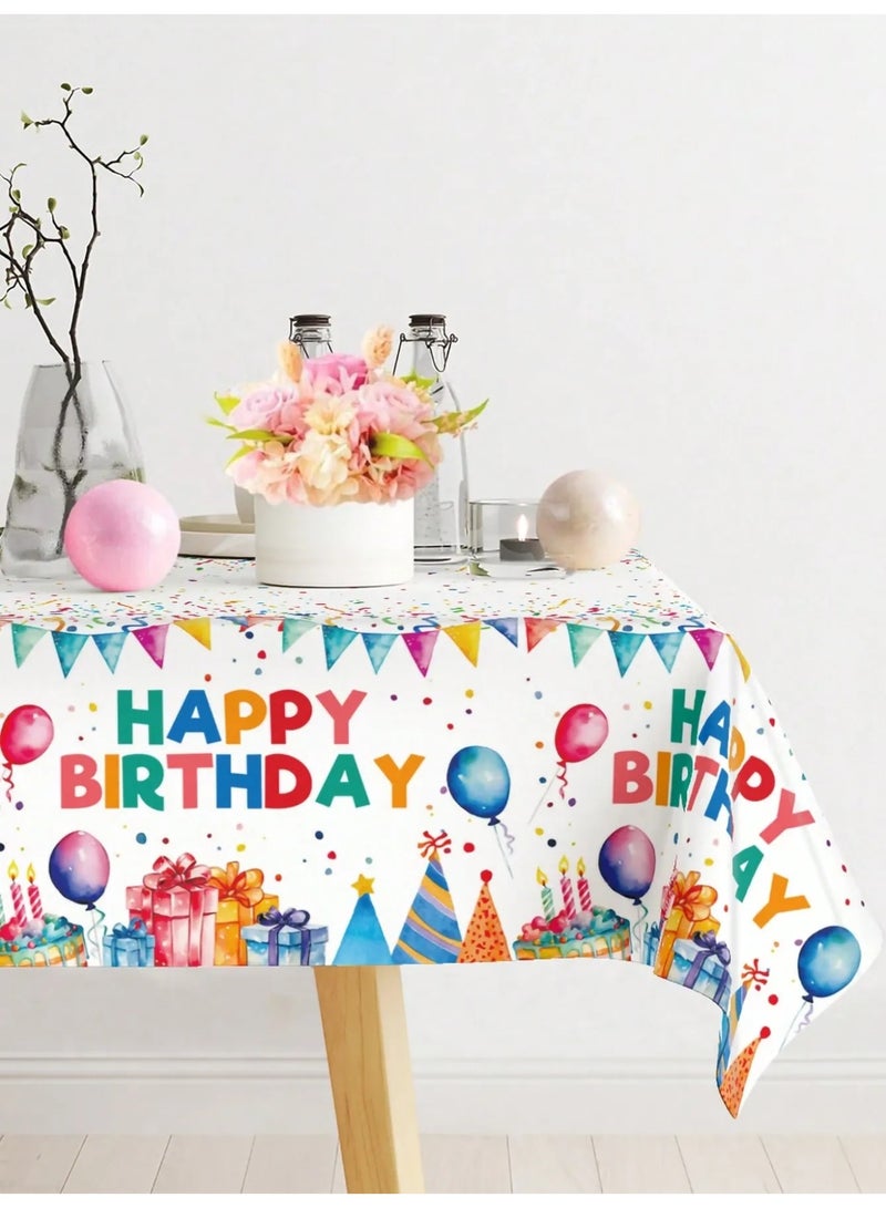 Disposable Birthday Party Tablecloth “Happy Birthday” Design with Bright Colors – Plastic Table Cover for Birthday Decorations – Size 130 × 220 cm - Image 3