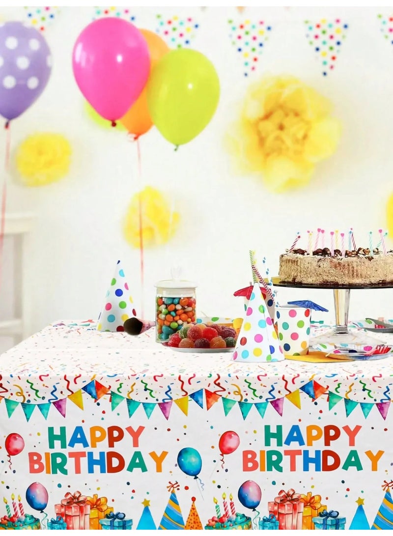 Disposable Birthday Party Tablecloth “Happy Birthday” Design with Bright Colors – Plastic Table Cover for Birthday Decorations – Size 130 × 220 cm - Image 2